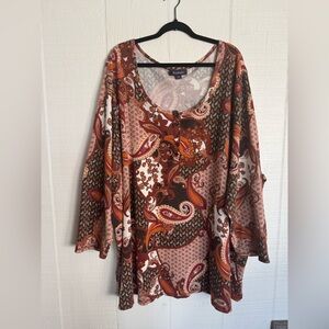 Roaman's size 6x  (34-36w) boho fall colored Multicolor Paisley Tunic Top